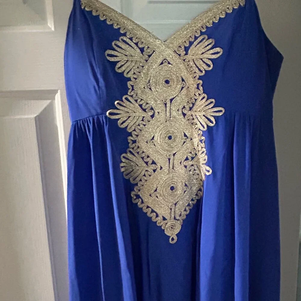 Lilly Pulitzer Kelsea Blue silk Maxi Dress - Picture 5 of 11